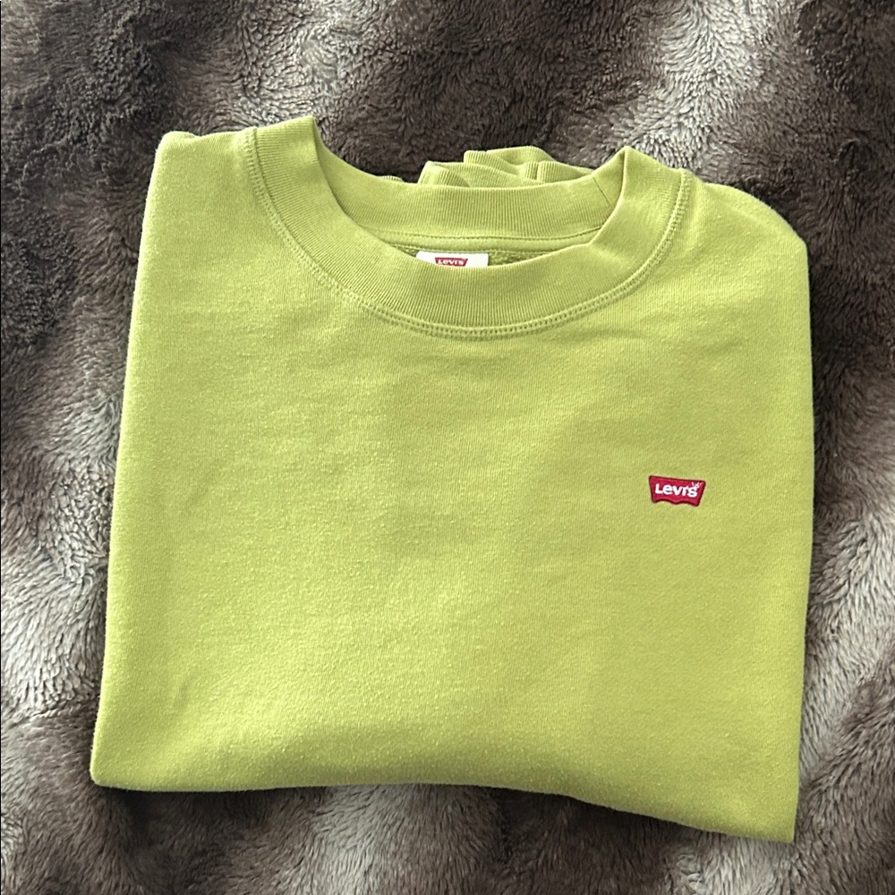 Levi's Lime Green Crewneck Sweatshirt with Red Logo
